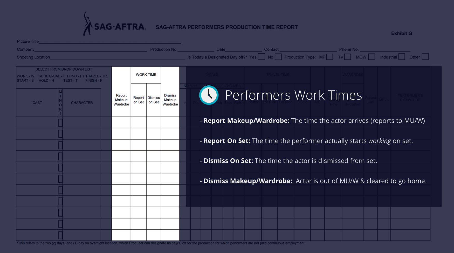 4-SAG Exhibit G - Work Times - StudioBinder