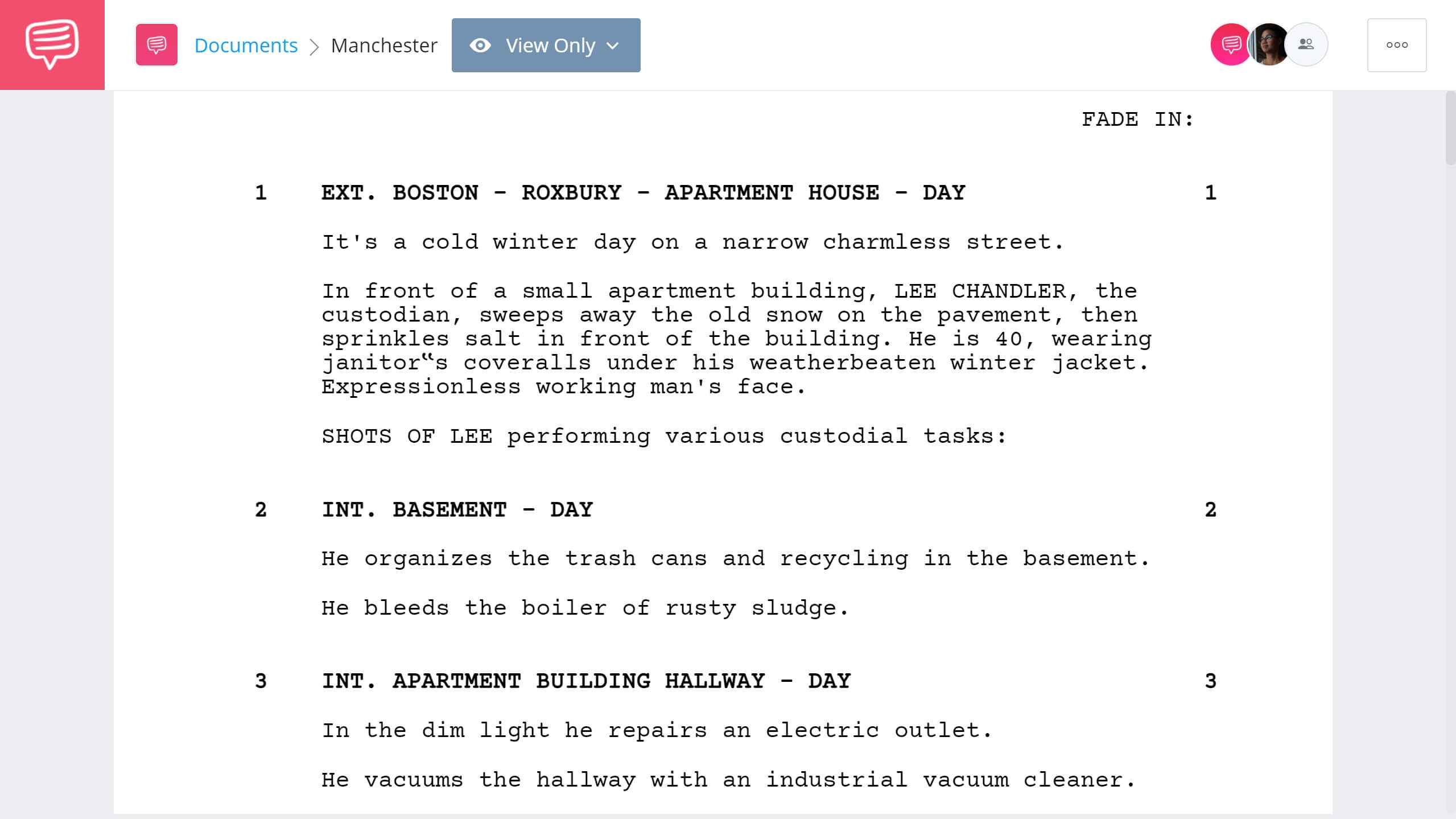 Best Original Screenplay Academy Award - Manchester By The Sea Full Script PDF Download - StudioBinder Screenwriting Software