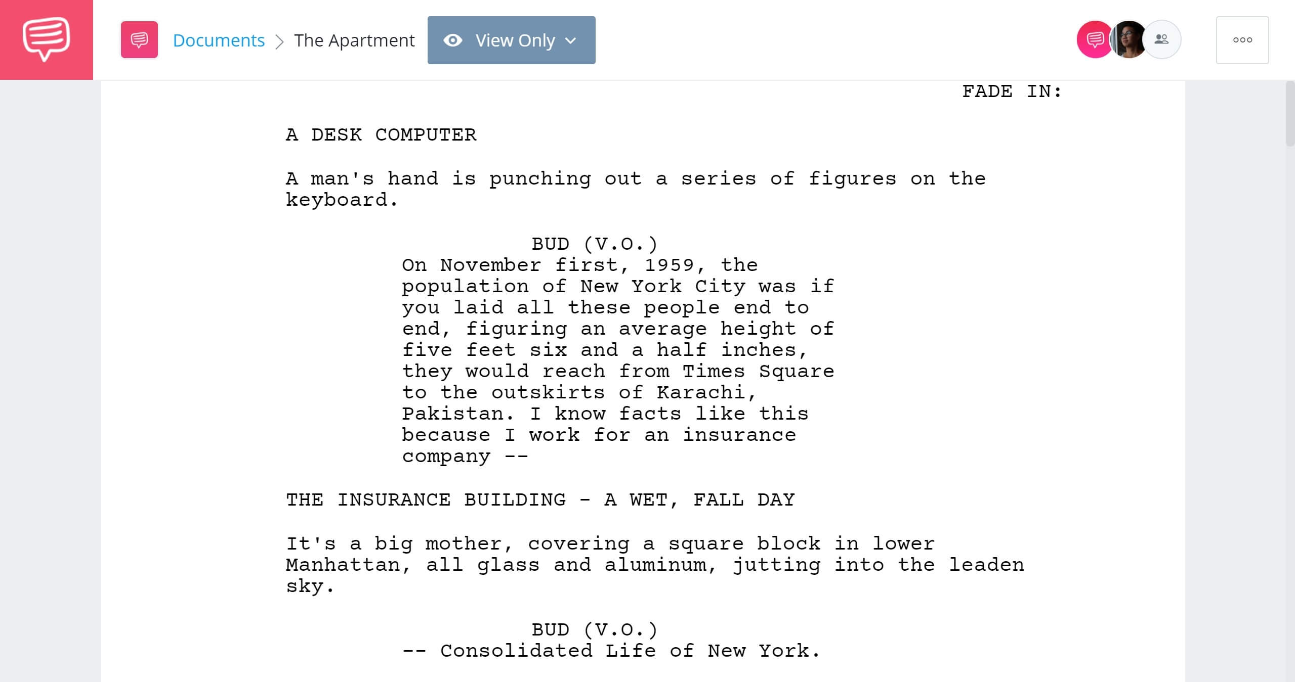 Best Original Screenplay Academy Award - The Apartment Full Script PDF Download - StudioBinder Screenwriting Software