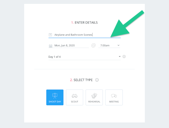 Call sheet builder - Enter details