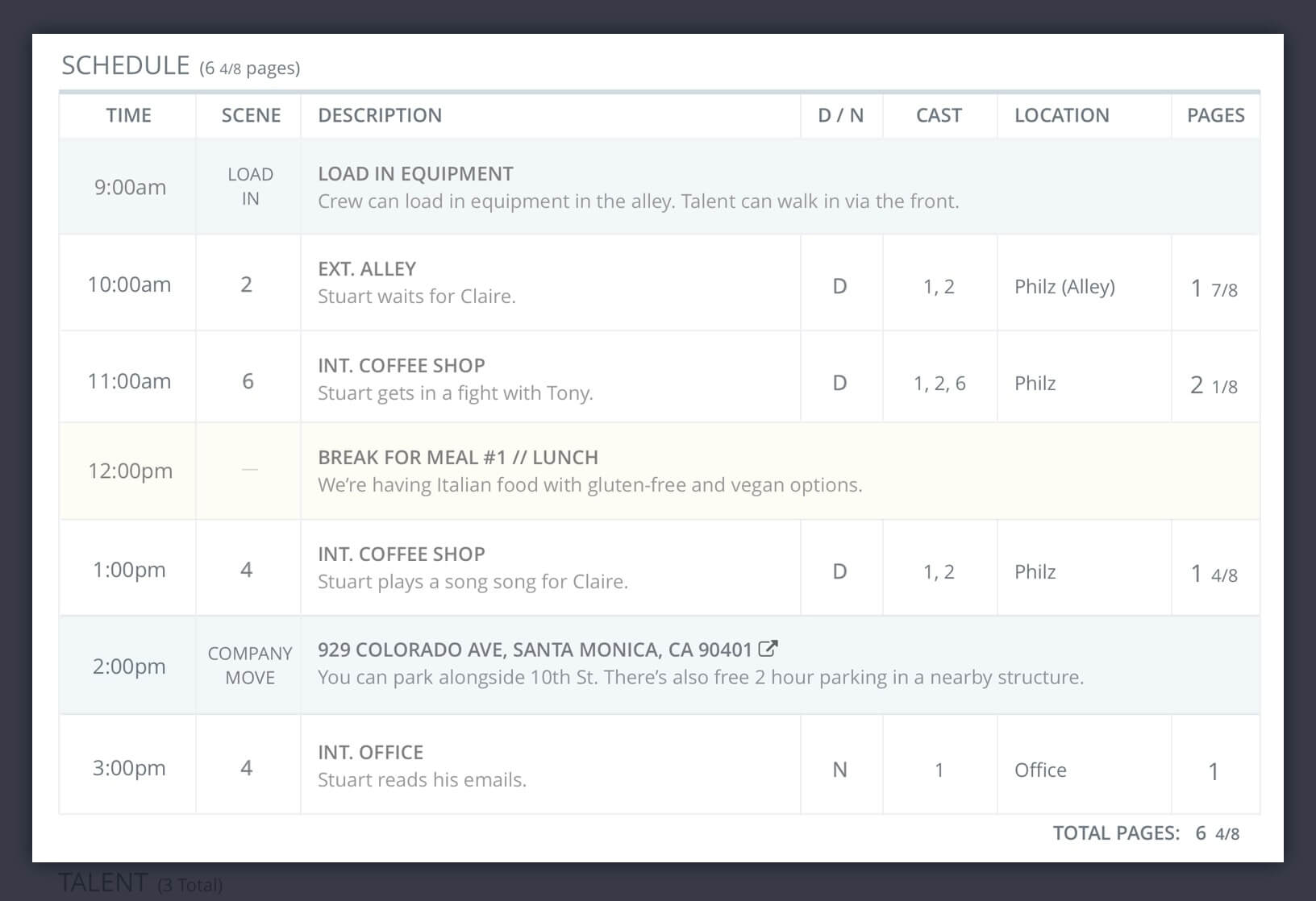 Callsheet Template Anatomy - Call Sheet Daily Schedule - StudioBinder