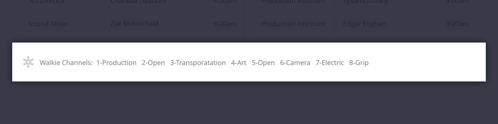 Callsheet Template Anatomy - Walkie Channels in the Footer - StudioBinder