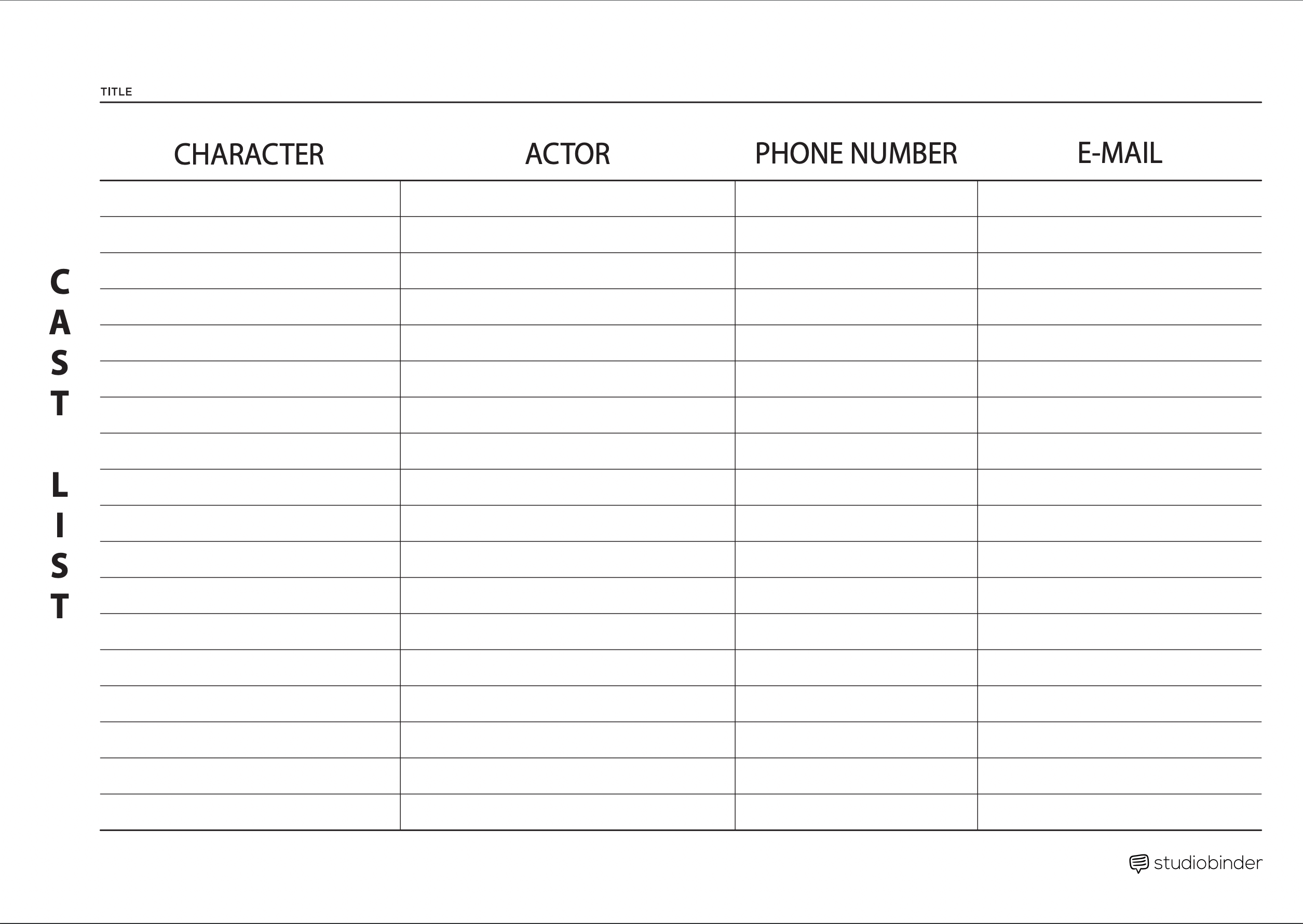 Cast List Template Cast List PDF Download StudioBinder