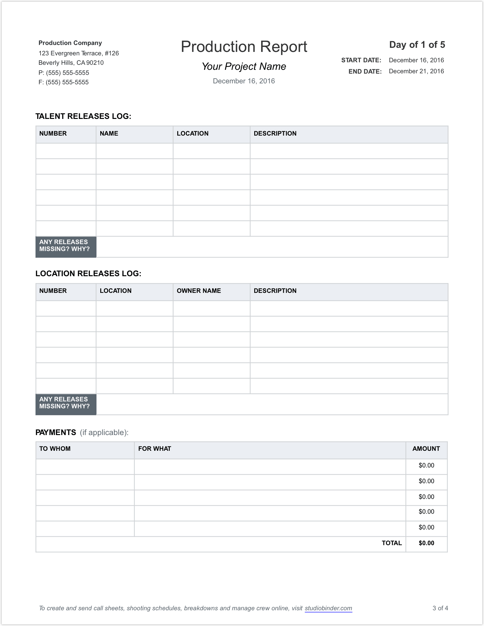 Daily Production Report Template - Page 3 - StudioBinder