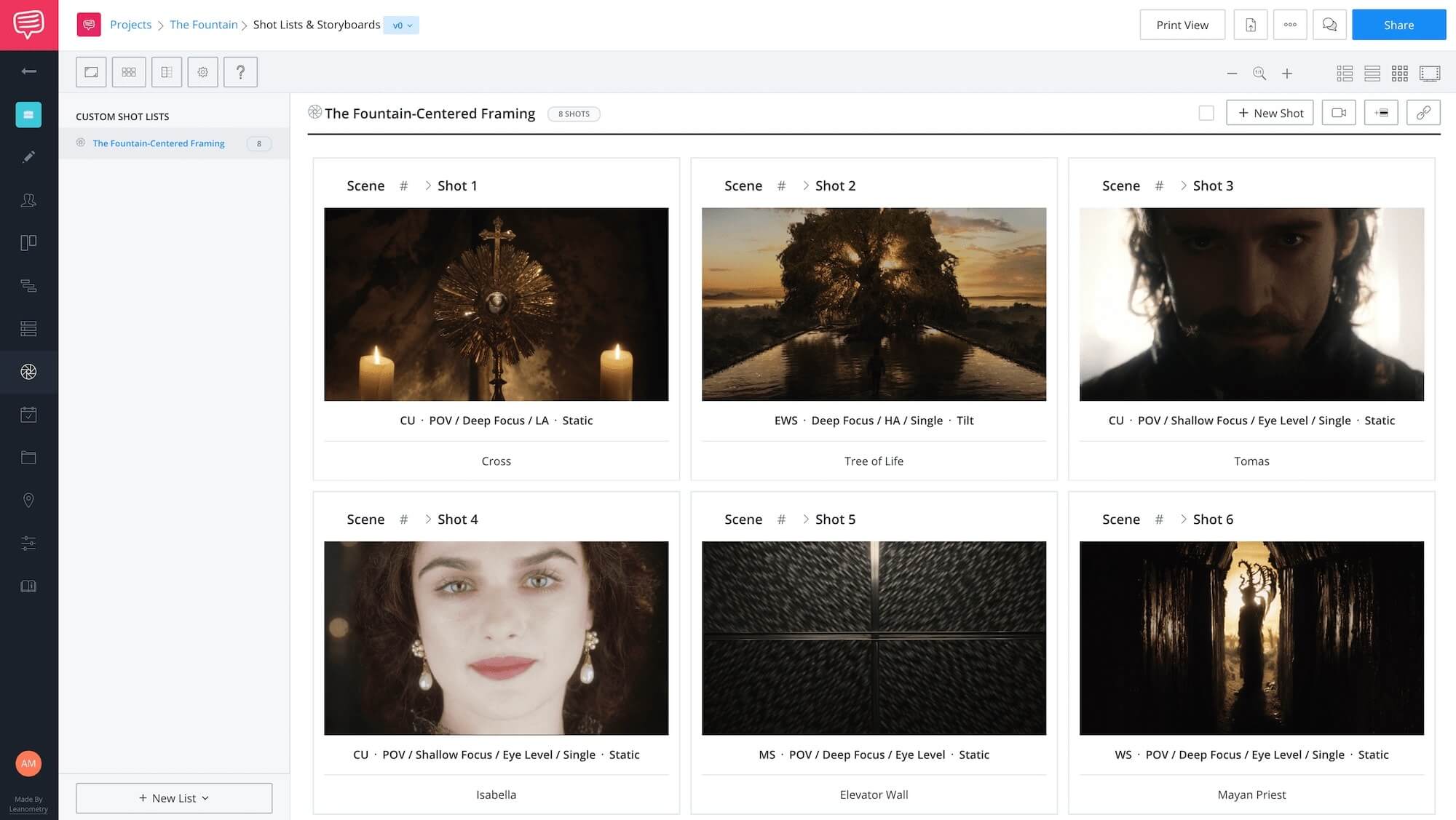 Darren Aronofsky Movies - The Fountain - StudioBinder Online Shot List Software
