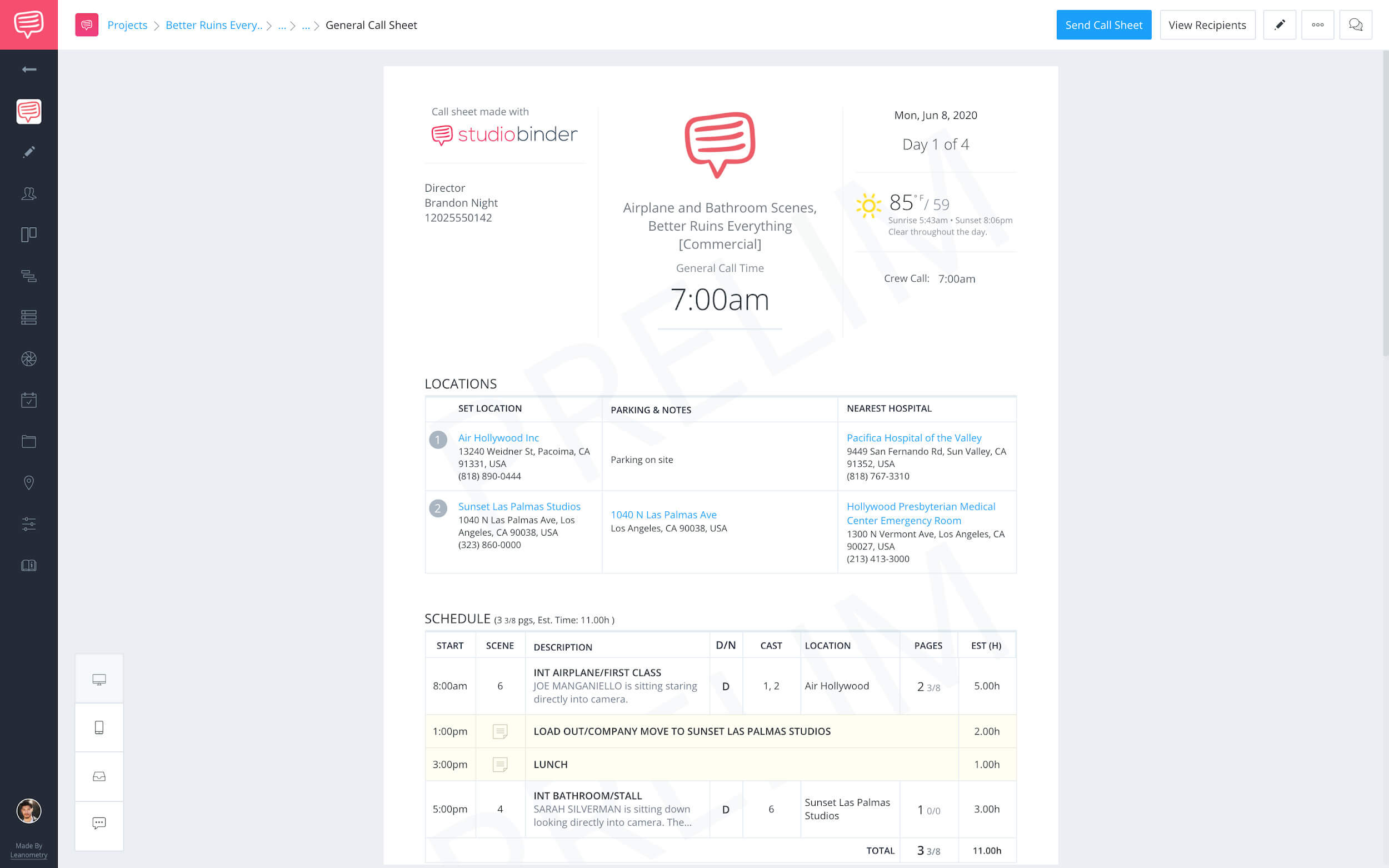 Feature-film-call-sheet-template - Spun-off-call-sheet