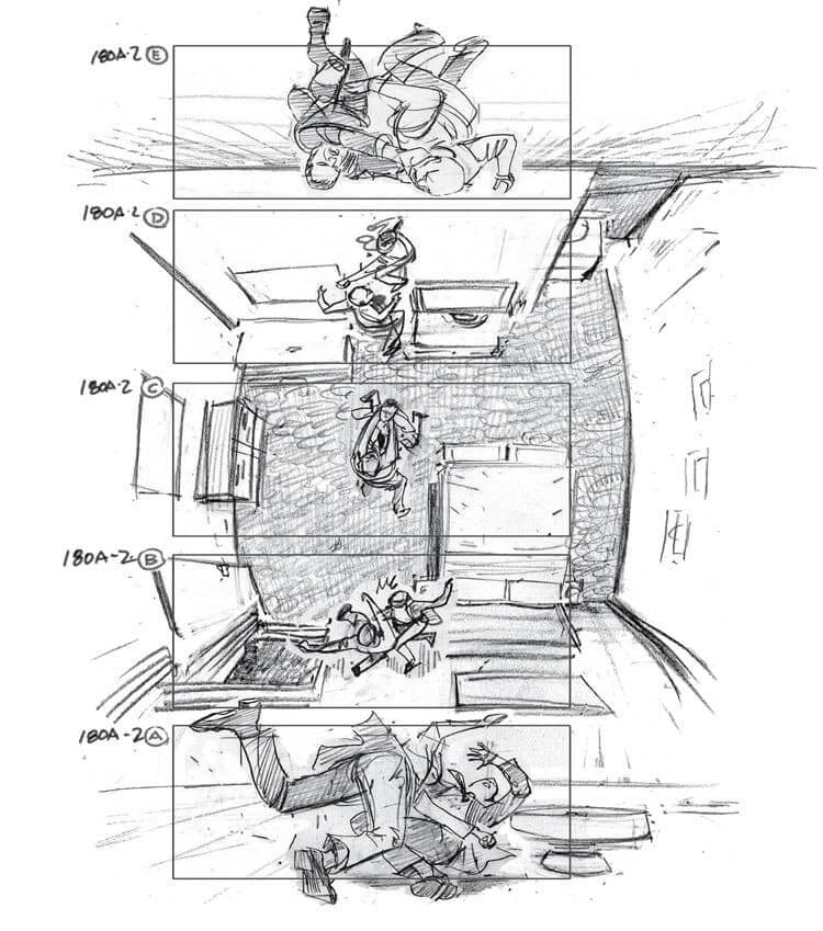 Film Storyboard Examples - Gabriel Hardman - Inception - Christopher Nolan - Storyboard Ideas - StudioBinder