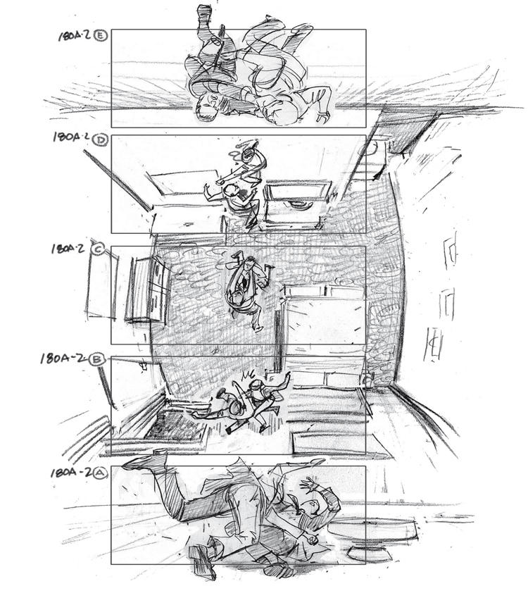 Inception Hallway Scene Storyboard