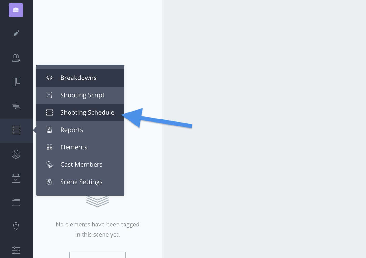 Navigation Sidebar - Click Shooting Schedule