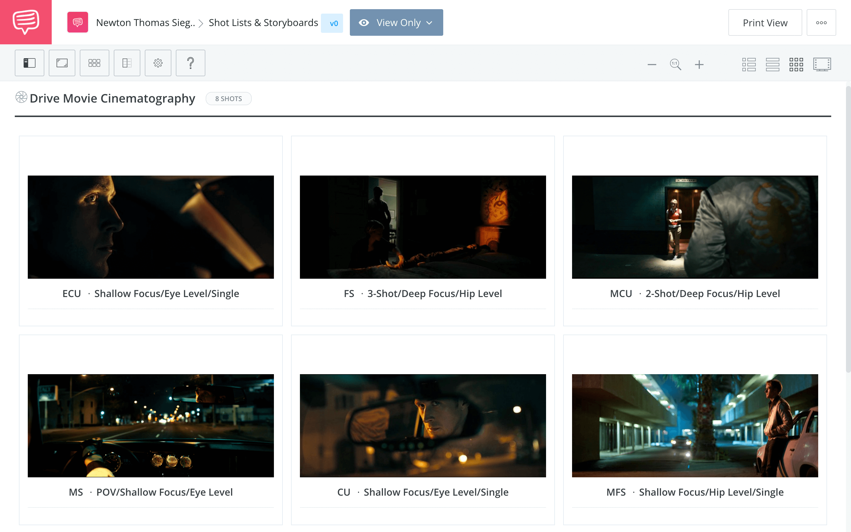 Newton Thomas Siegel Cinematography Drive Cinematography StudioBinder Shot Listing Software
