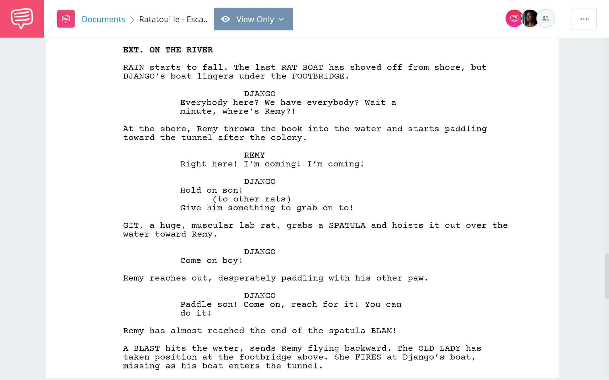 Ratatouille Script Teardown - Escape Scene - StudioBinder Scriptwriting Software