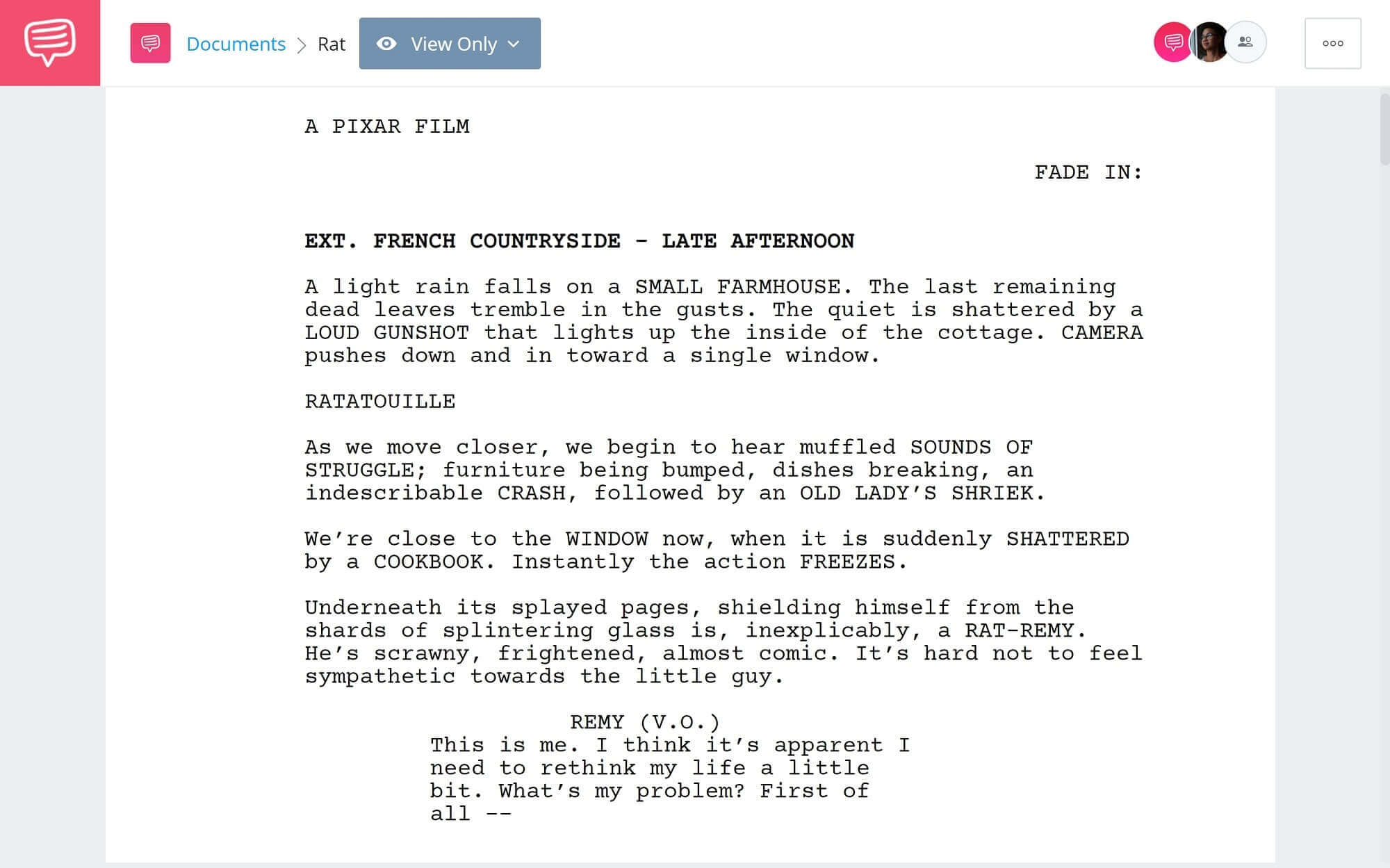Ratatouille Script Teardown - Full Script PDF Download - StudioBinder Scriptwriting Software