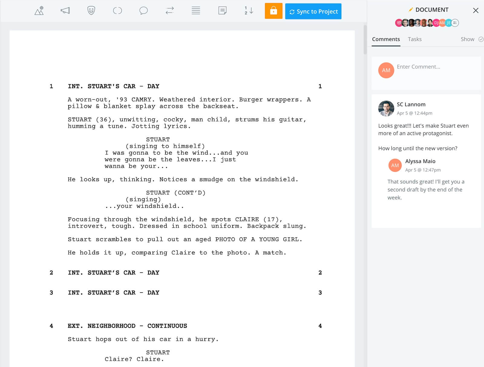 Screenwriting is Here Touring Man Screenwriting Comments