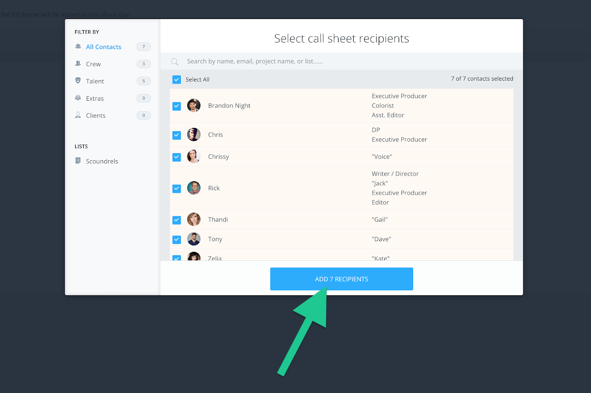 Select recipients - Click + Add Recipients