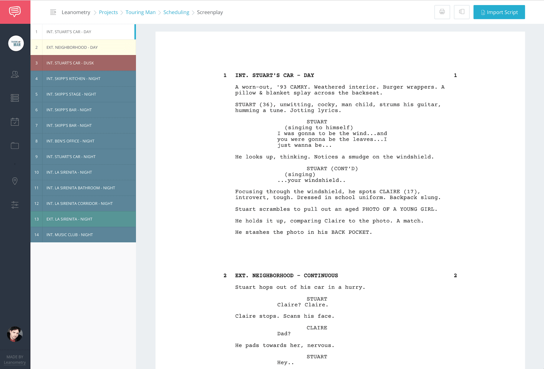 Shooting Schedule Template and Film Scheduling Software - Preview Screenplay - StudioBinder Film Production Management Software