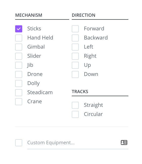 Shot listing camera equipment