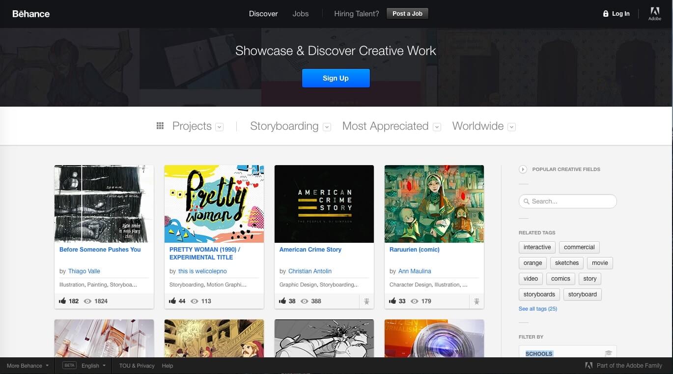 Storyboard Artist Websites Behance StudioBinder