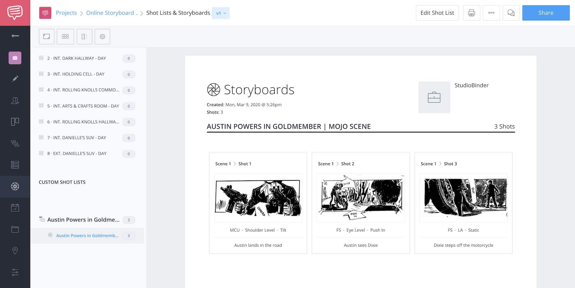 Storyboard Creator Steps - Austin Powers Goldmember - StudioBinder - 18