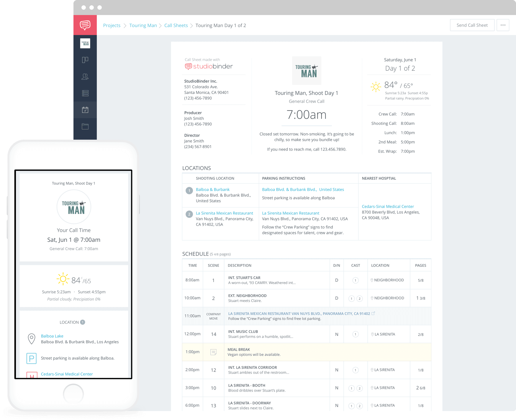 StudioBinder Call Sheet Template and Software - Create call sheets online