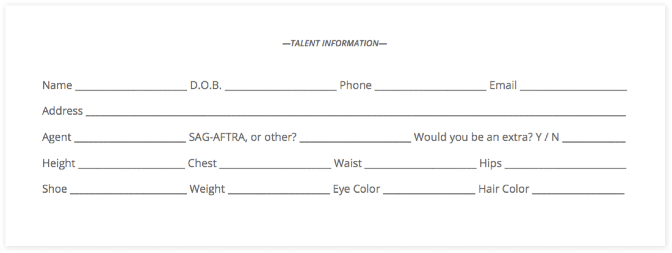 The Ultimate Guide to Casting Auditions (with FREE Casting Sheet Template) - Casting Sheet Bottom Half