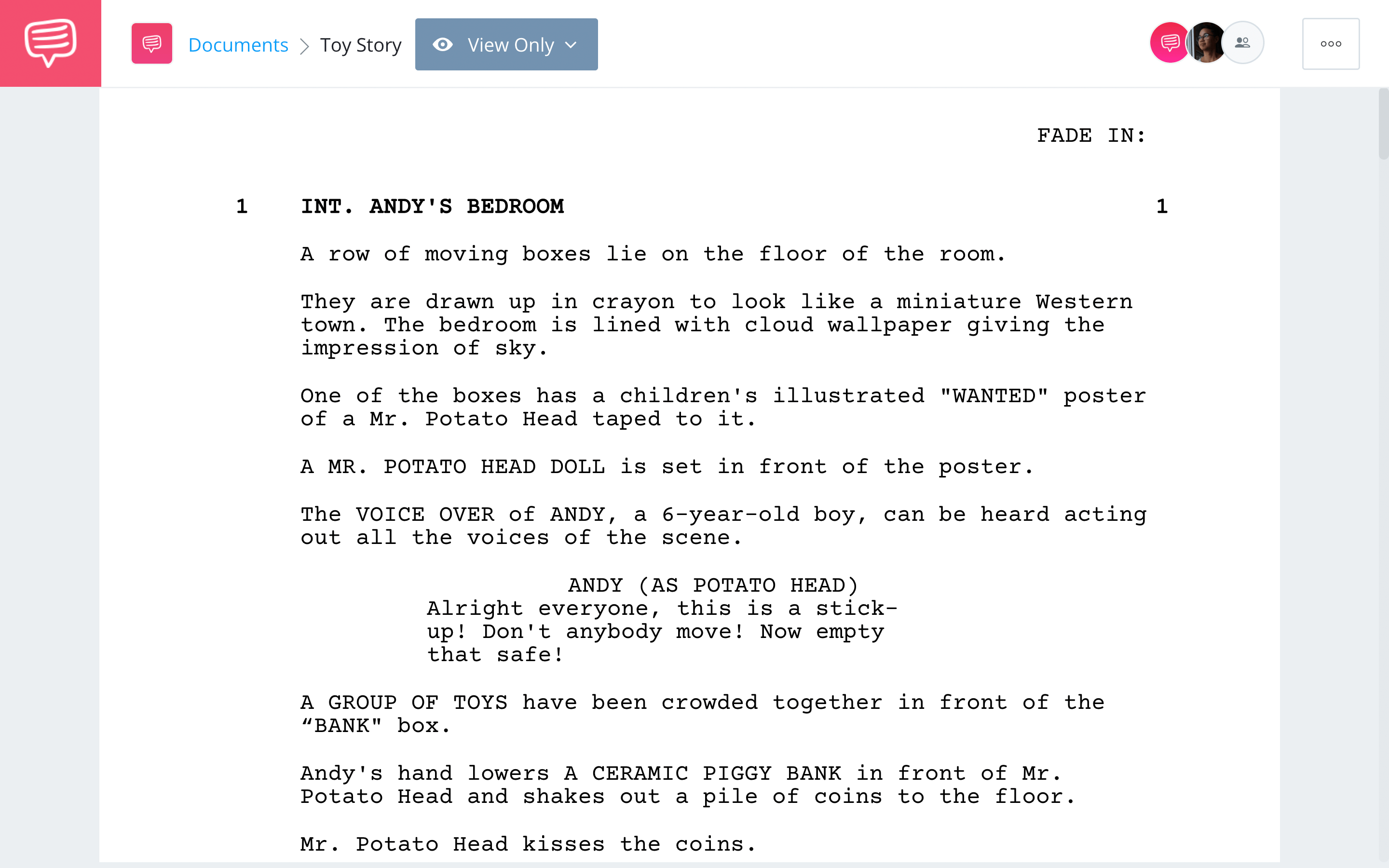 Toy Story Script Teardown Full Script PDF Download StudioBinder Screenwriting Software