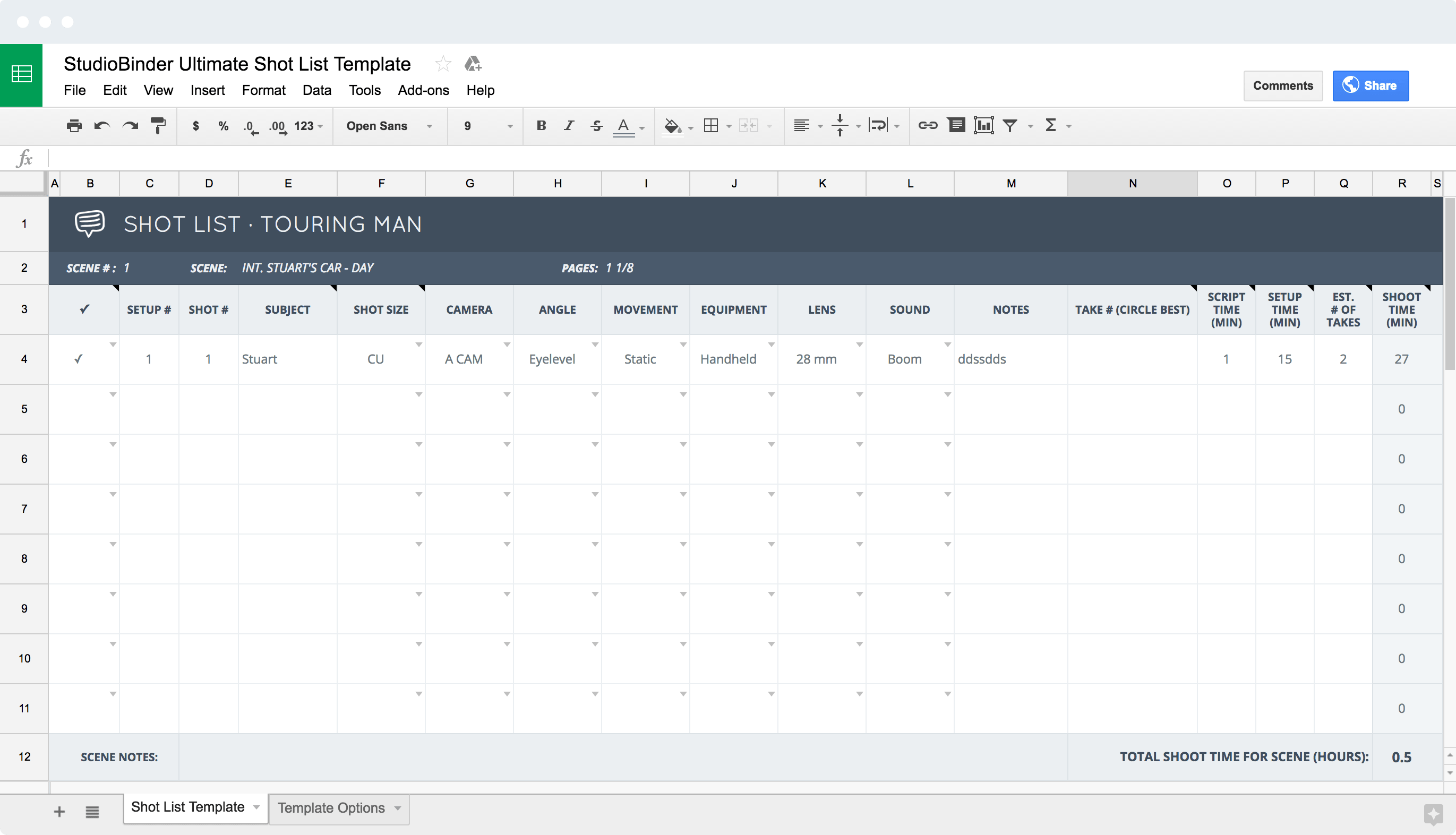 Ultimate Shot List Template - StudioBinder