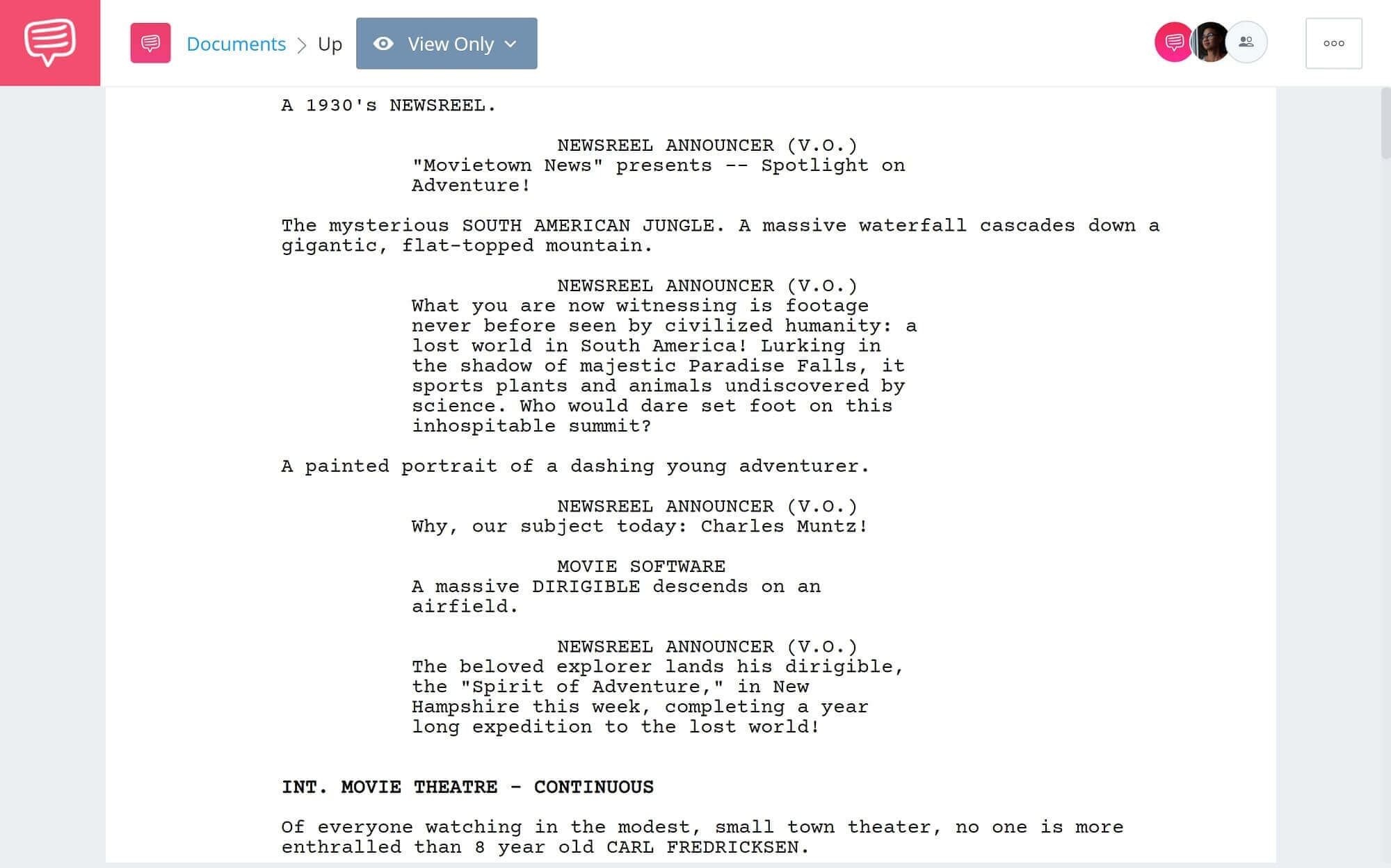 Up Movie Script Teardown - Script PDF Download - Studiobinder Scriptwriting Software