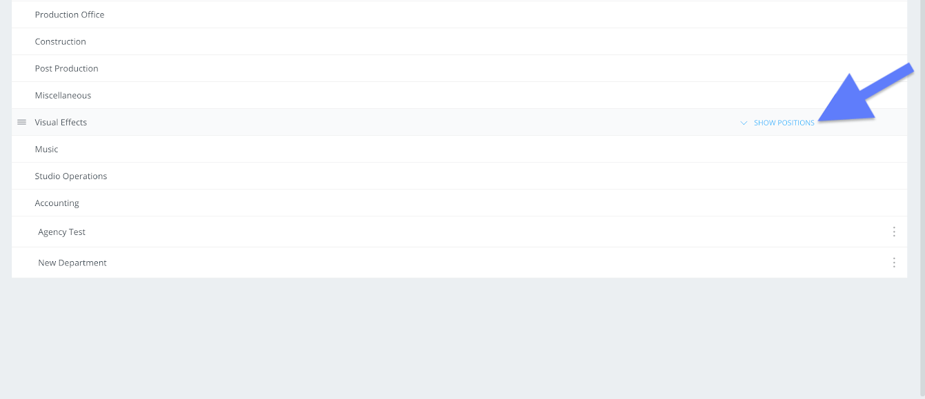 Visual effects department strip - Click show positions
