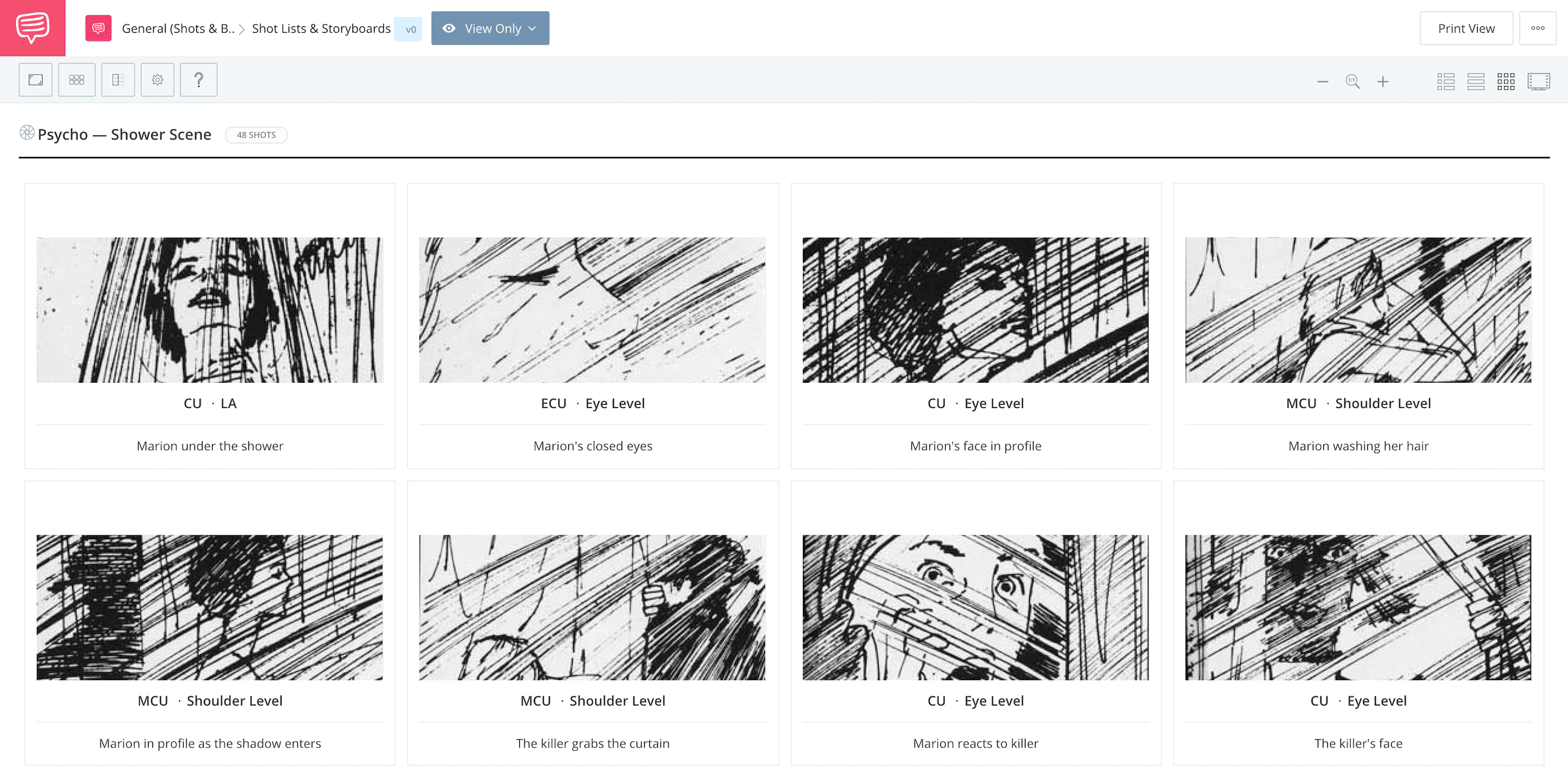 What is a Storyboard - Psycho - Shower Scene - StudioBinder Storyboard Software